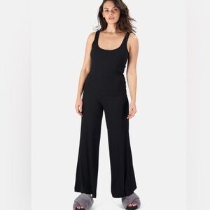 L’AGENCE Crawford Wide Leg Ribbed Pants in Black